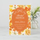 Levendig Geel & Oranje Bloemenslinger Bruidsdouche Kaart (Staand voorkant)