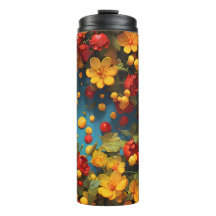 Levendig Geel & Rood Bloemmotief Ontwerp