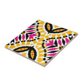 Levendig geel roze symmetrisch geometrisch tegeltje (Zijkant)