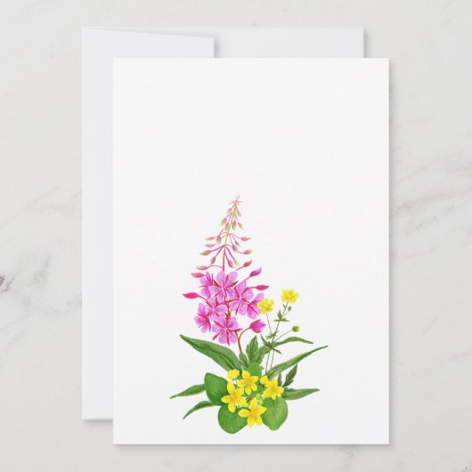 Levendig geel roze Wildflower Script Baby shower Kaart (Achterkant)