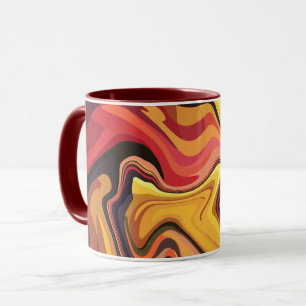 Levendig geel, sinaasappel en rood Abstract Flow Mok