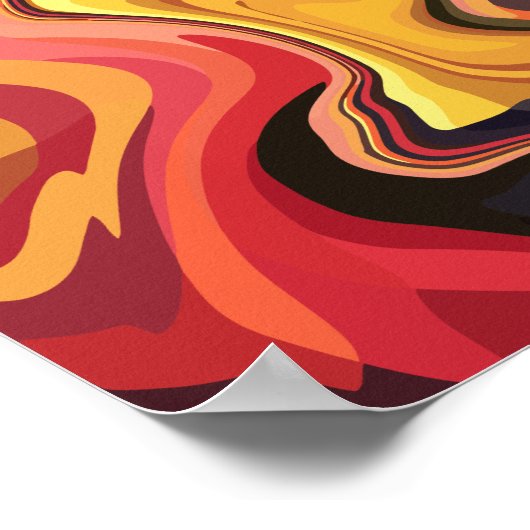 Levendig geel, sinaasappel en rood Abstract Flow Poster (Hoek)