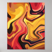 Levendig geel, sinaasappel en rood Abstract Flow Poster (Voorkant)