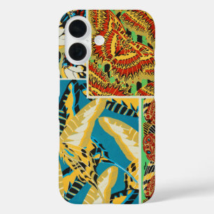 Levendig Geel & Teal Art Deco Vlinder Kunst iPhone 16 Hoesje