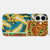 Levendig Geel & Teal Art Deco Vlinder Kunst Case-Mate iPhone Case (Achterkant (horizontaal))