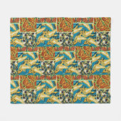 Levendig Geel & Teal Art Deco Vlinder Kunst Fleece Deken (Voorkant (Horizontaal))
