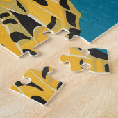 Levendig Geel & Teal Art Deco Vlinder Kunst Legpuzzel (Zijkant)