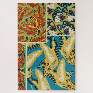 Levendig Geel & Teal Art Deco Vlinder Kunst Legpuzzel