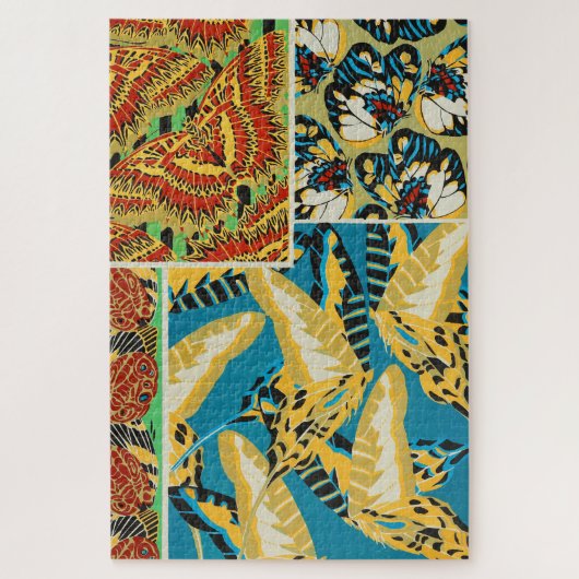 Levendig Geel & Teal Art Deco Vlinder Kunst Legpuzzel (Verticaal)