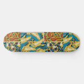 Levendig Geel & Teal Art Deco Vlinder Kunst Persoonlijk Skateboard (Horizontaal)