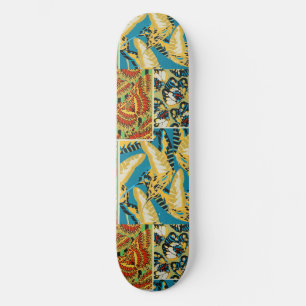 Levendig Geel & Teal Art Deco Vlinder Kunst Persoonlijk Skateboard