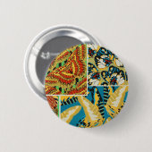 Levendig Geel & Teal Art Deco Vlinder Kunst Ronde Button 5,7 Cm (Voorkant /achterkant)