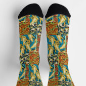 Levendig Geel & Teal Art Deco Vlinder Kunst Sokken (Top)