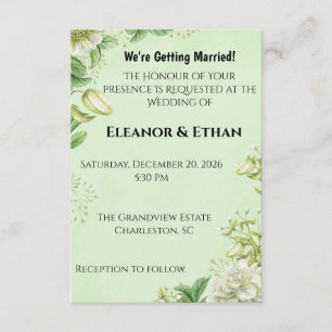 Levendig Geel Tulp & Ranunculus Formeel Trouwfeest Informatiekaartje