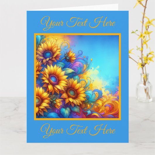 Levendig geel zonnebloemen Wenskaart Kaart (Gele Bloem)