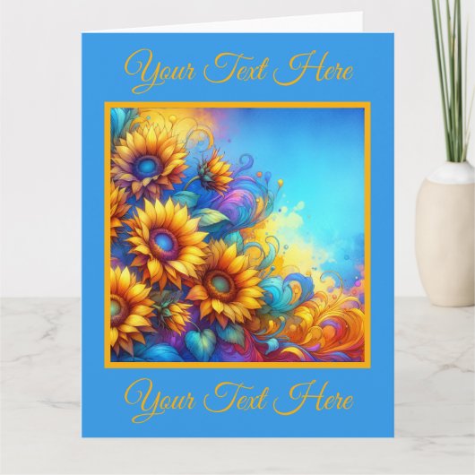 Levendig geel zonnebloemen Wenskaart Kaart (Voorkant)