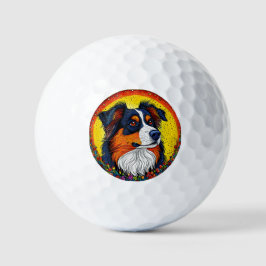 Levendig geïllustreerd portret van een hond golfballen