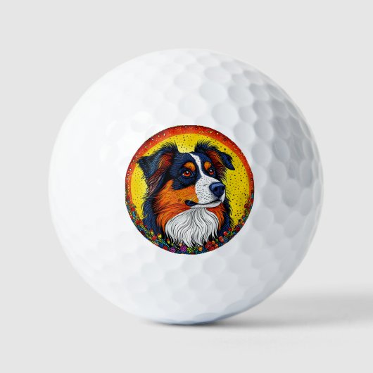 Levendig geïllustreerd portret van een hond golfballen (Voorkant)