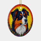 Levendig geïllustreerd portret van een hond keramisch ornament (Rechts)