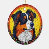 Levendig geïllustreerd portret van een hond keramisch ornament (Links)