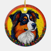 Levendig geïllustreerd portret van een hond keramisch ornament (Achterkant)