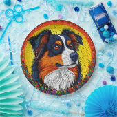 Levendig geïllustreerd portret van een hond papieren bordje (Feest)