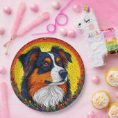 Levendig geïllustreerd portret van een hond papieren bordje (Feest)