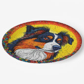 Levendig geïllustreerd portret van een hond papieren bordje (Gekanteld)