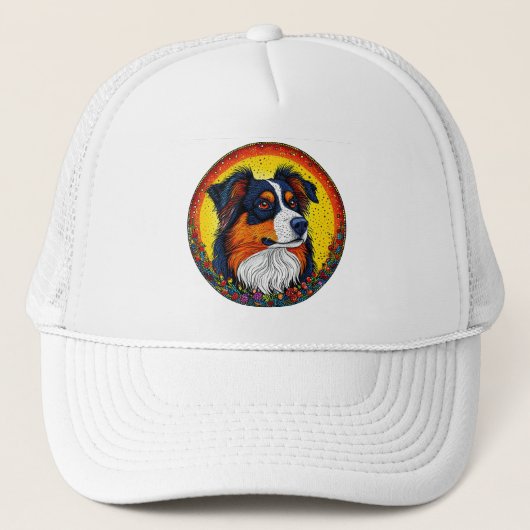 Levendig geïllustreerd portret van een hond trucker pet (Voorkant)
