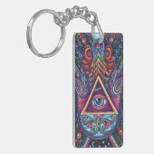 Levendig gekleurd alziend oog sleutelhanger (Voorkant Links)