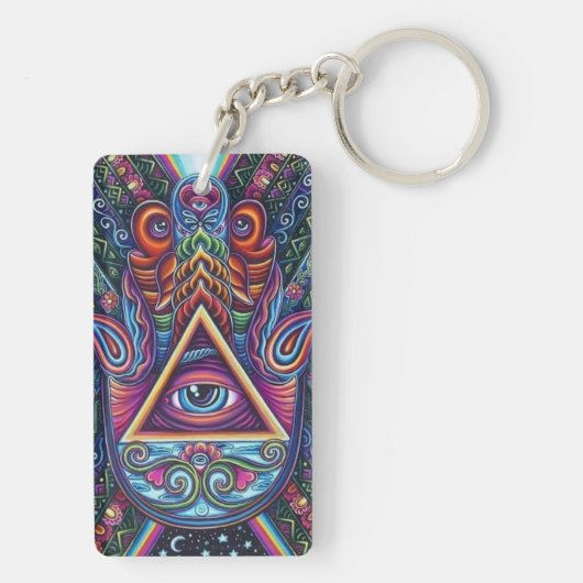 Levendig gekleurd alziend oog sleutelhanger (achterkant)
