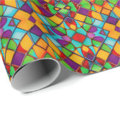 Levendig gekleurd Glas in lood vensterpatroon Cadeaupapier (Rol Hoek)