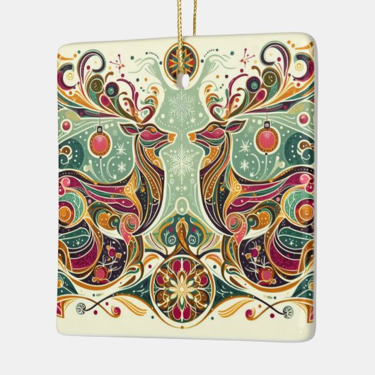 Levendig gekleurd rendier keramisch ornament (Links)