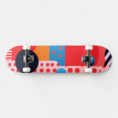 Levendig gekleurde achtergrond met cirkels en vorm persoonlijk skateboard (Horizontaal)