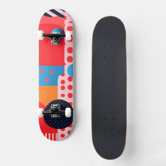 Levendig gekleurde achtergrond met cirkels en vorm persoonlijk skateboard (Voorkant)