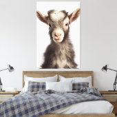 Levendig gekleurde authentieke Baby Goat Full Port Canvas Afdruk (Insitu (Slaapkamer))