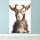 Levendig gekleurde authentieke Baby Goat Full Port Canvas Afdruk (Insitu (Houten vloer))