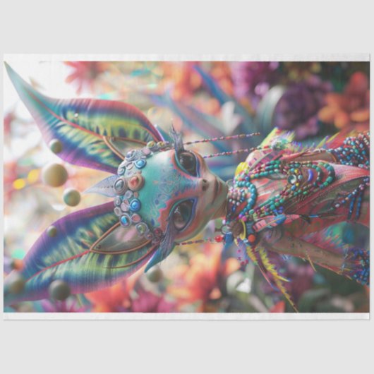 Levendig gekleurde elf fee grote oren decoupage tissuepapier (Voorkant)