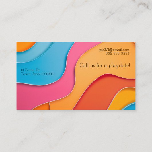 Levendig gekleurde gebogen lijnen met tekstruimte visitekaartje (Achterkant)