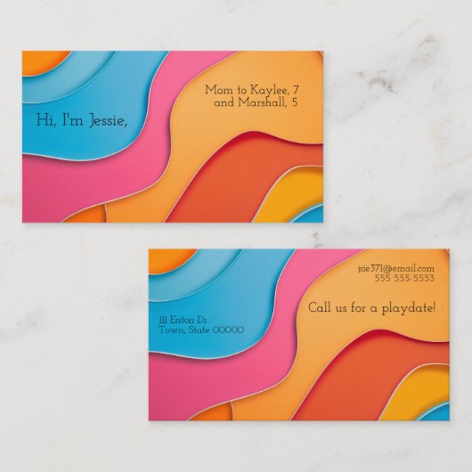 Levendig gekleurde gebogen lijnen met tekstruimte visitekaartje (Voorkant / Achterkant)