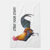 Levendig gekleurde haan "strutting it's stuff" theedoek (Verticaal)