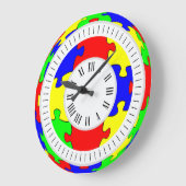 Levendig gekleurde puzzel kunst, uren en minuten grote klok (Hoek)