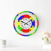 Levendig gekleurde puzzel kunst, uren en minuten grote klok (Huis)