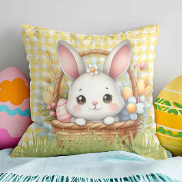 Levendig Gelukkig Pasen op een Gele achtergrond Kussen