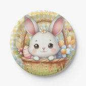 Levendig Gelukkig Pasen op een Gele achtergrond Papieren Bordje (Voorkant)