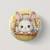 Levendig Gelukkig Pasen op een Gele achtergrond Ronde Button 3,2 Cm (Voorkant)