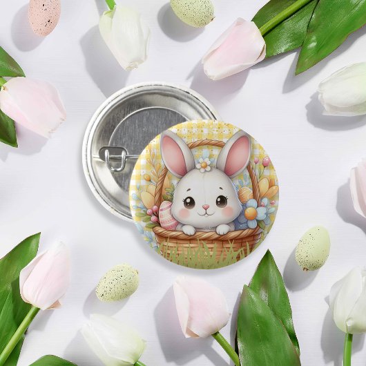 Levendig Gelukkig Pasen op een Gele achtergrond Ronde Button 3,2 Cm