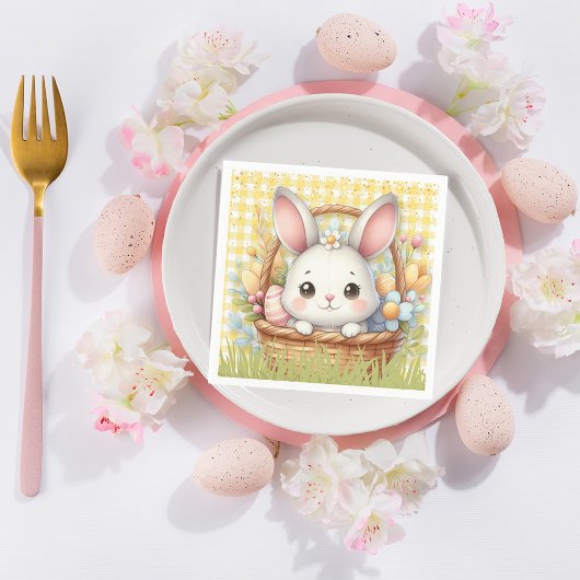 Levendig Gelukkig Pasen op een Gele achtergrond Servet