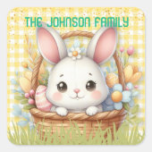 Levendig Gelukkig Pasen op een Gele achtergrond Vierkante Sticker (Voorkant)