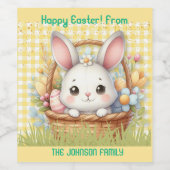 Levendig Gelukkig Pasen op een Gele achtergrond Wijn Etiket (Enkel label)